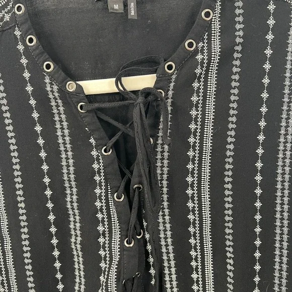 Paige poet tunic top black boho southwestern striped lightweight blouse M - Picture 7 of 11